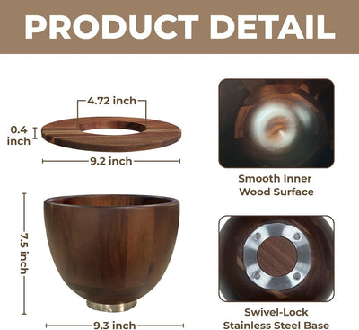 Tazón de madera con tapa a prueba de salpicaduras compatible KitchenAid 4.5 y 5 cuartos