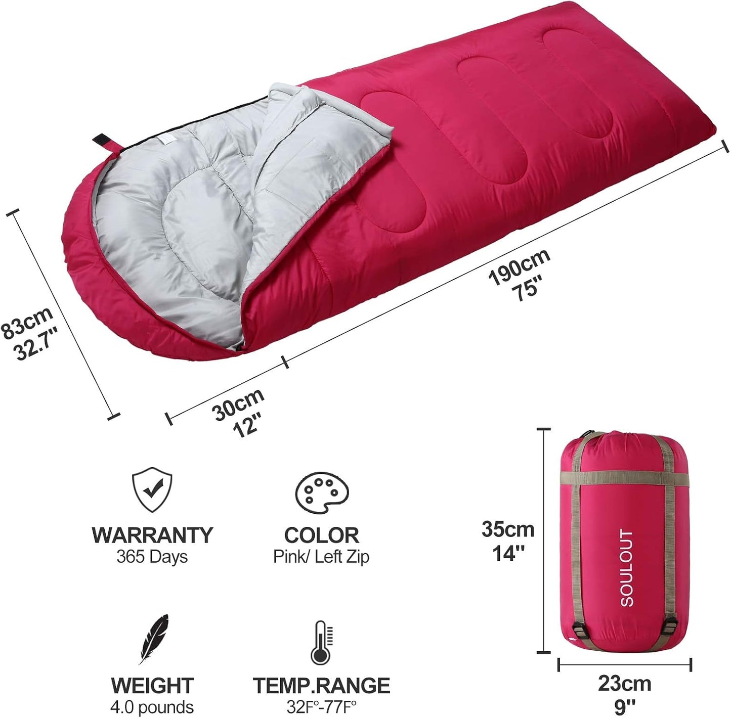 Saco dormir 3-4 estaciones ligero cálido impermeable