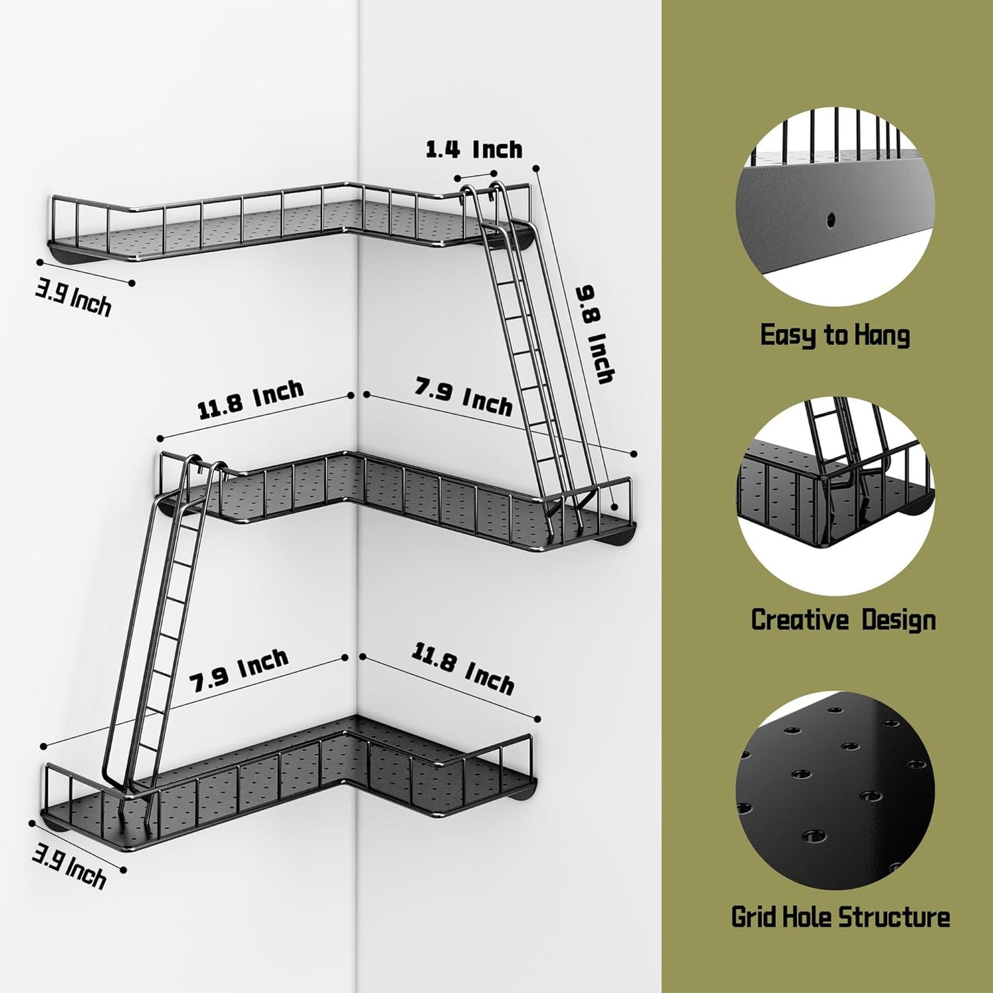 Estante pared Fire Escape 3 niveles metal moderno