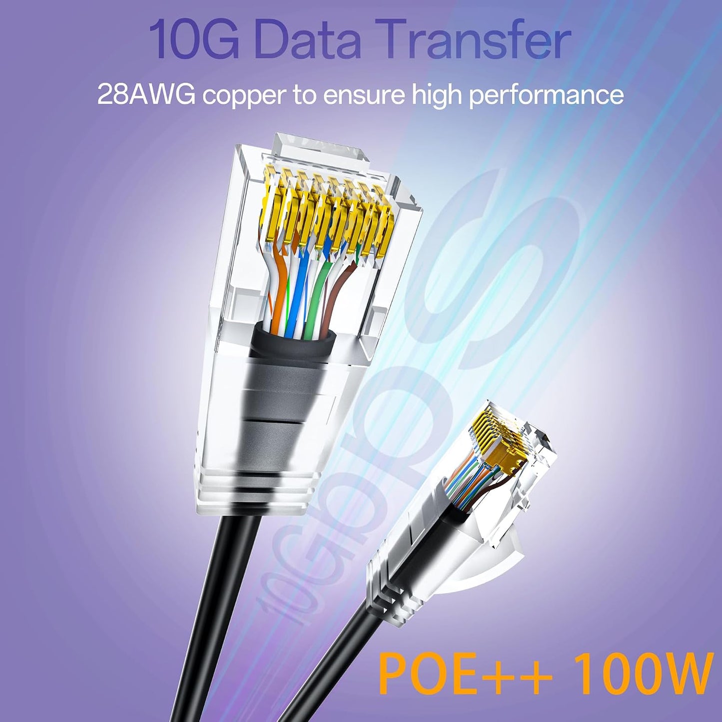 Cables parche Cat6a 0.5ft 24 pzas delgados flexible 550MHz