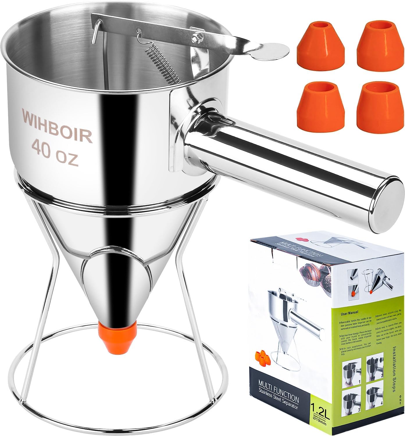 Dispensador masa panqueques acero inox mango 40oz