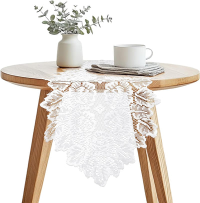 Camino mesa encaje bohemio blanco decoración comedor boda