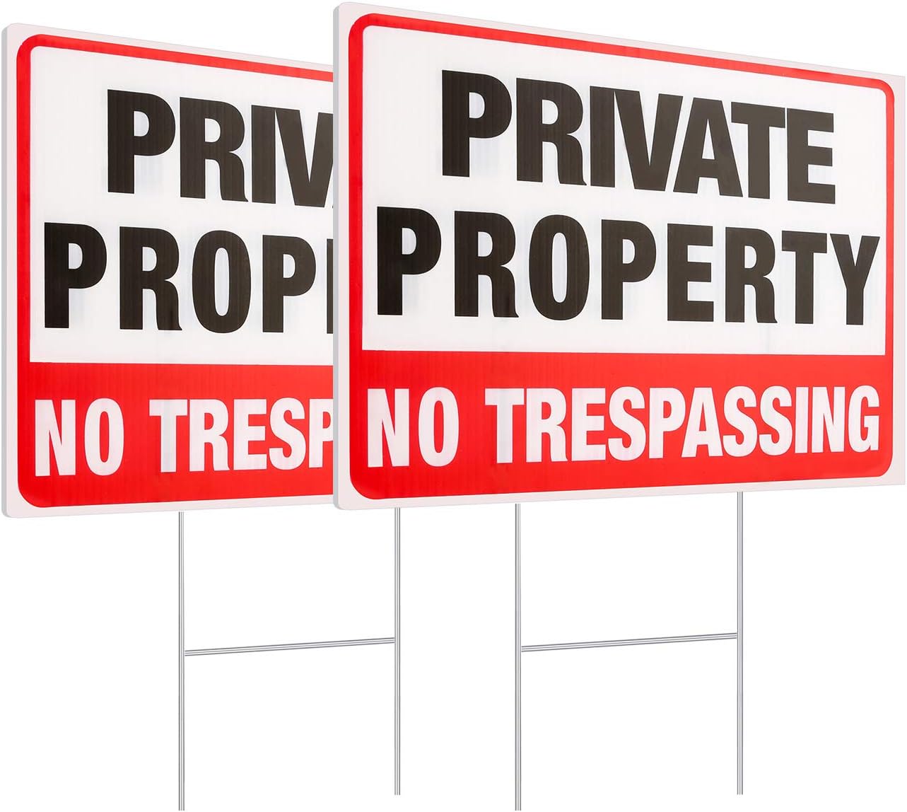 2 Carteles Propiedad Privada con Estacas Metal 12x9"