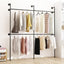 Perchero Industrial de Tubo Metal Negro Barras Dobles Pared