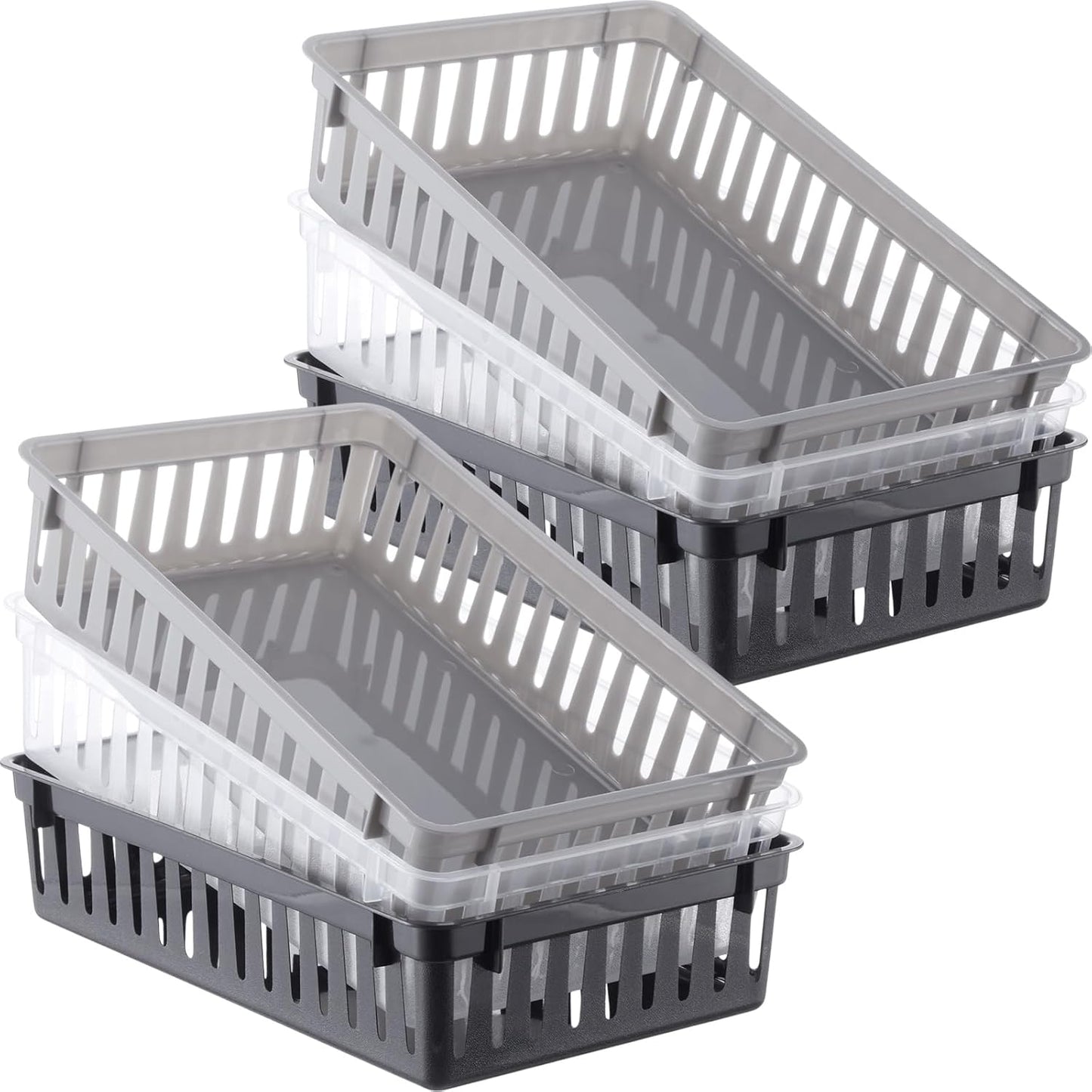 6 Cestas Plástico 6.5x2.4" Organizadoras Cajones Aula