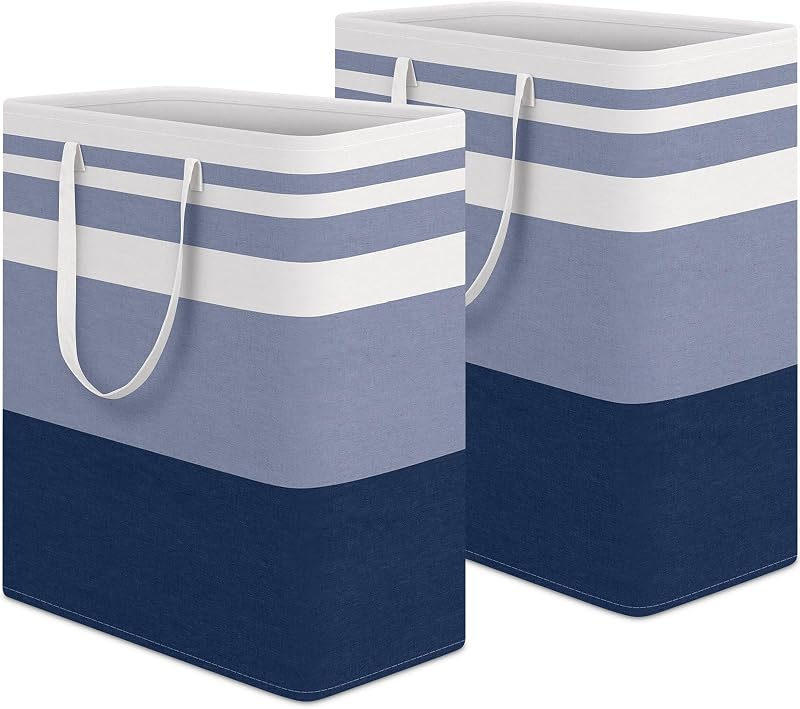 2 Cestas Lavandería Impermeable 100L Plegable Azul