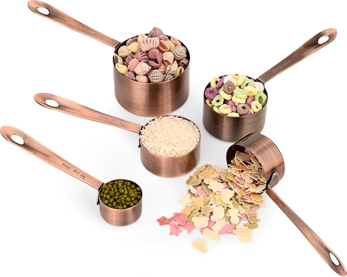 Set 5 Tazas y 6 Cucharas Medidoras Acero Inox