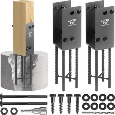 Soporte poste valla forma U 4x4 resistente hormigón