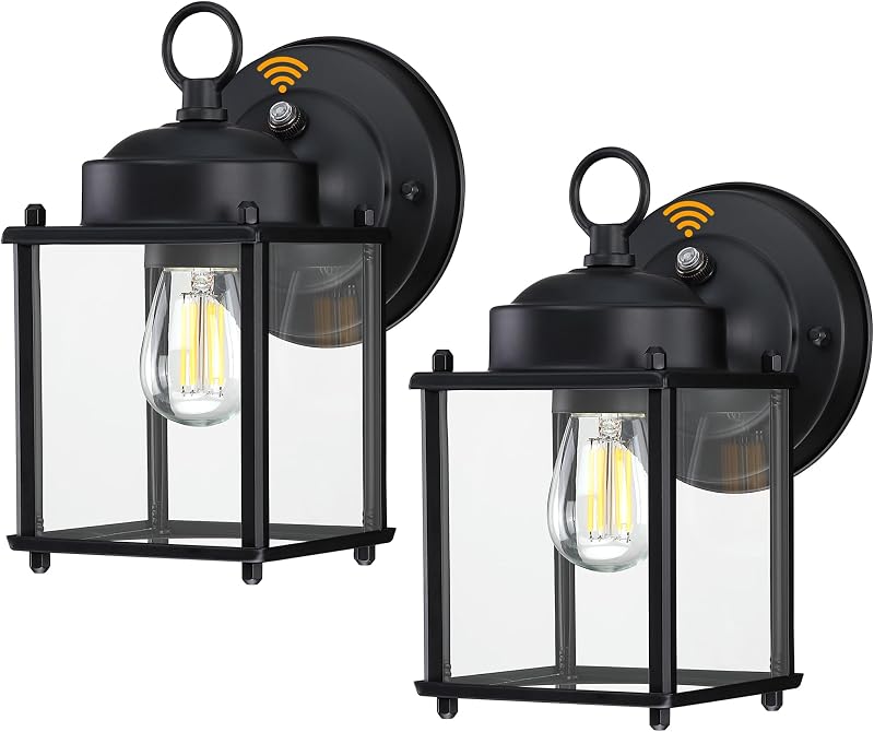 Farol pared exterior luz porche negro mate pack 2