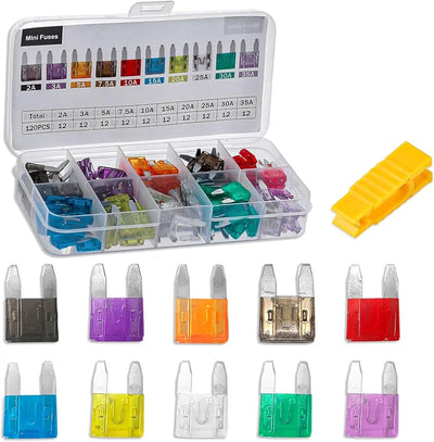Kit 120 fusibles automotrices cuchilla con herramienta extractora