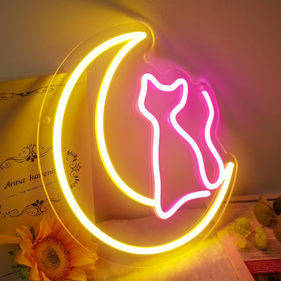 Letrero neón gato mágico Sailor Moon para dormitorio niñas