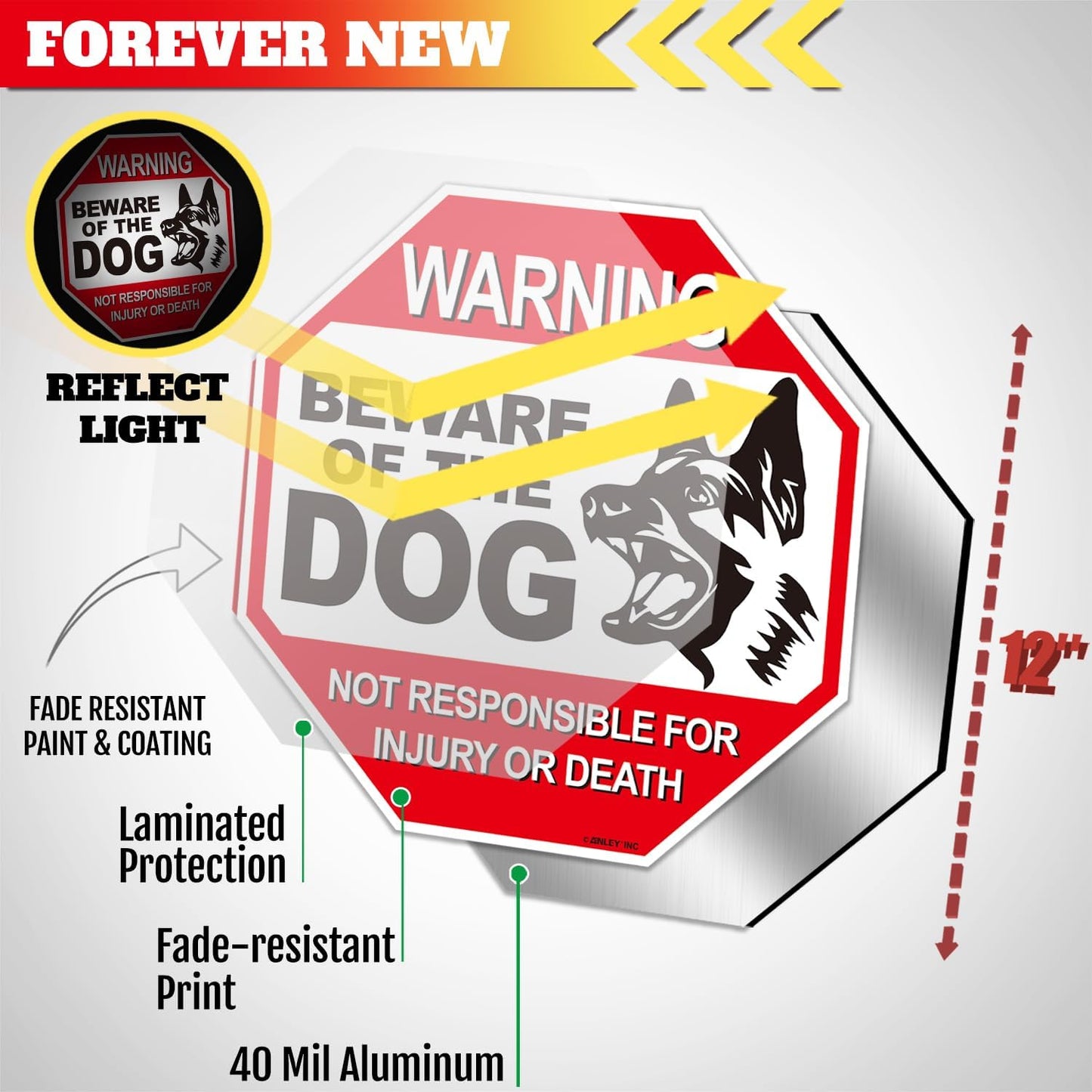 Señal aluminio beware of the dog 30.48x30.48cm