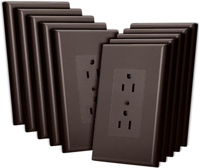 Placa pared dúplex 3.18x4.98pulg 10uds color marrón oscuro