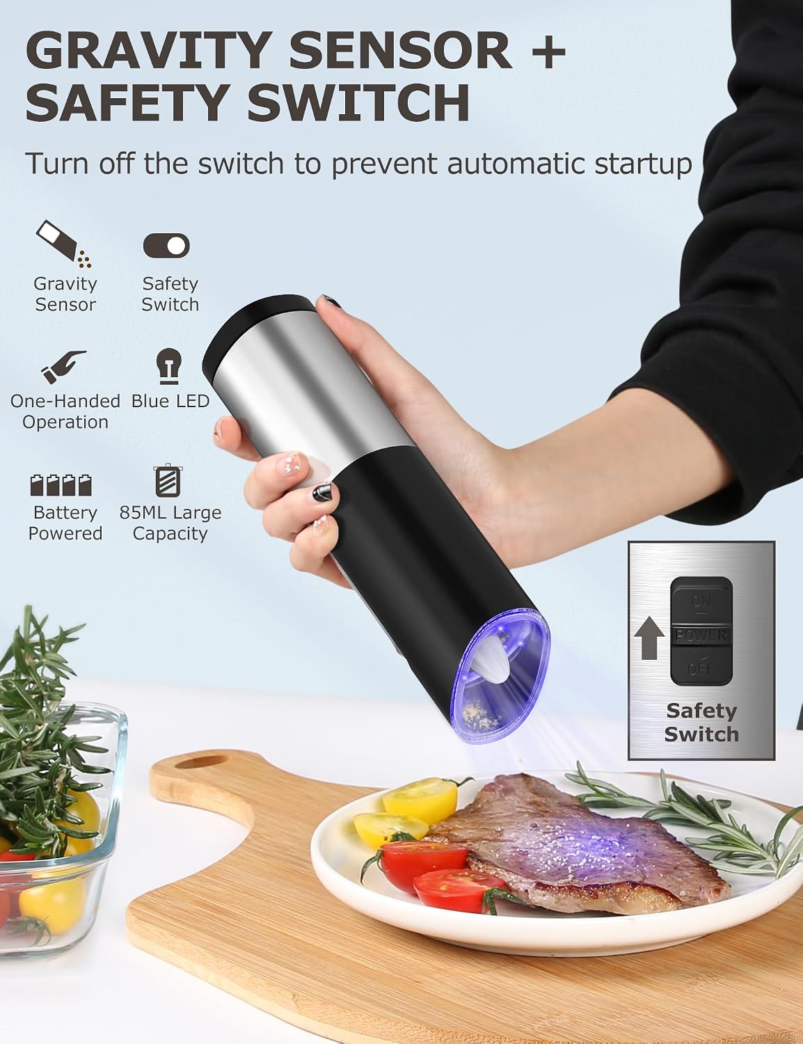 Molinillo eléctrico sal y pimienta automático con ajuste