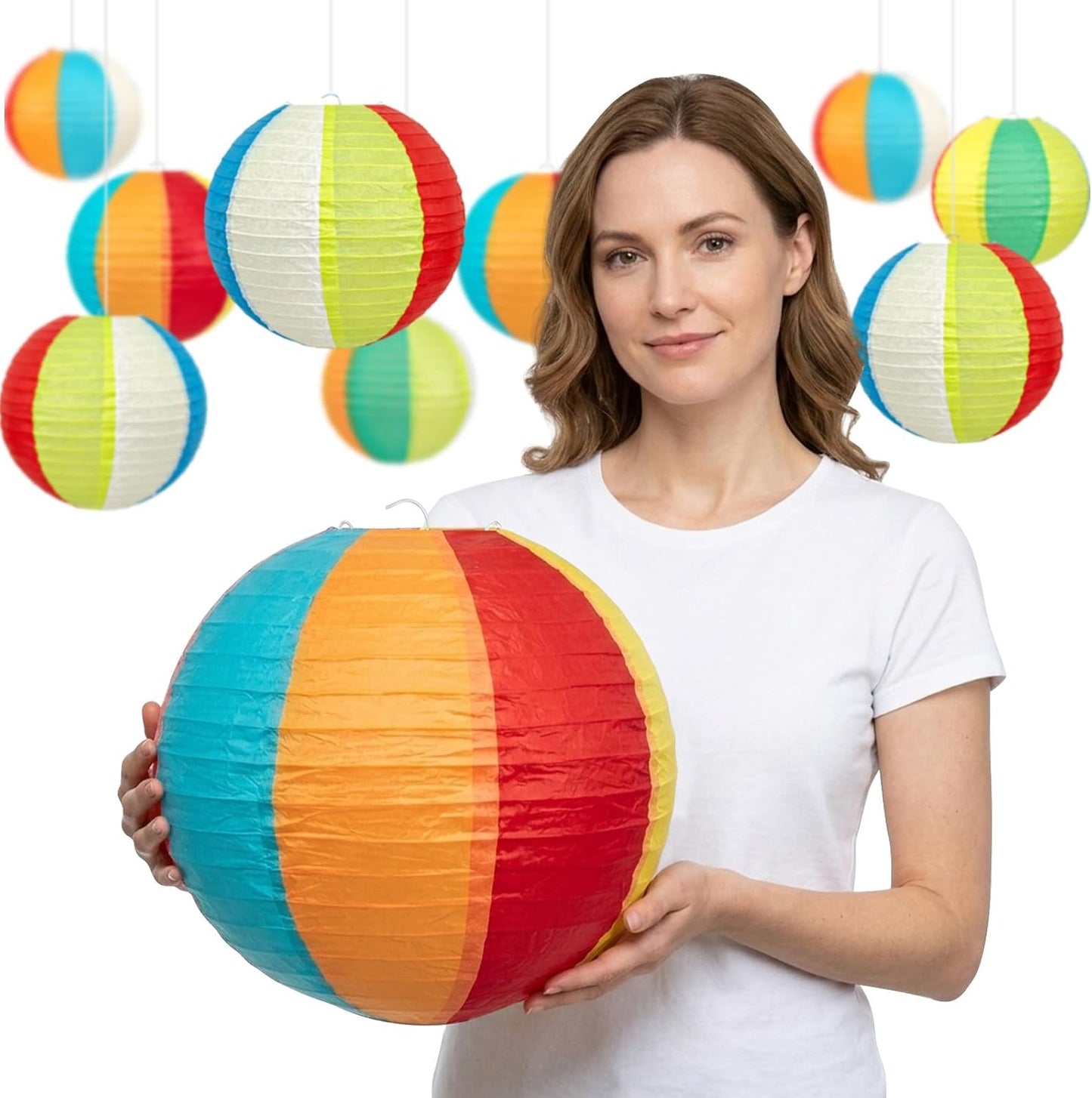 Linternas papel bola playa 10uds 12pulg decoración fiesta piscina