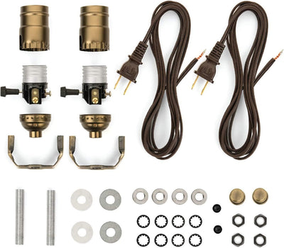 Kit cableado lámpara enchufe 3 vías latón marrón 12ft