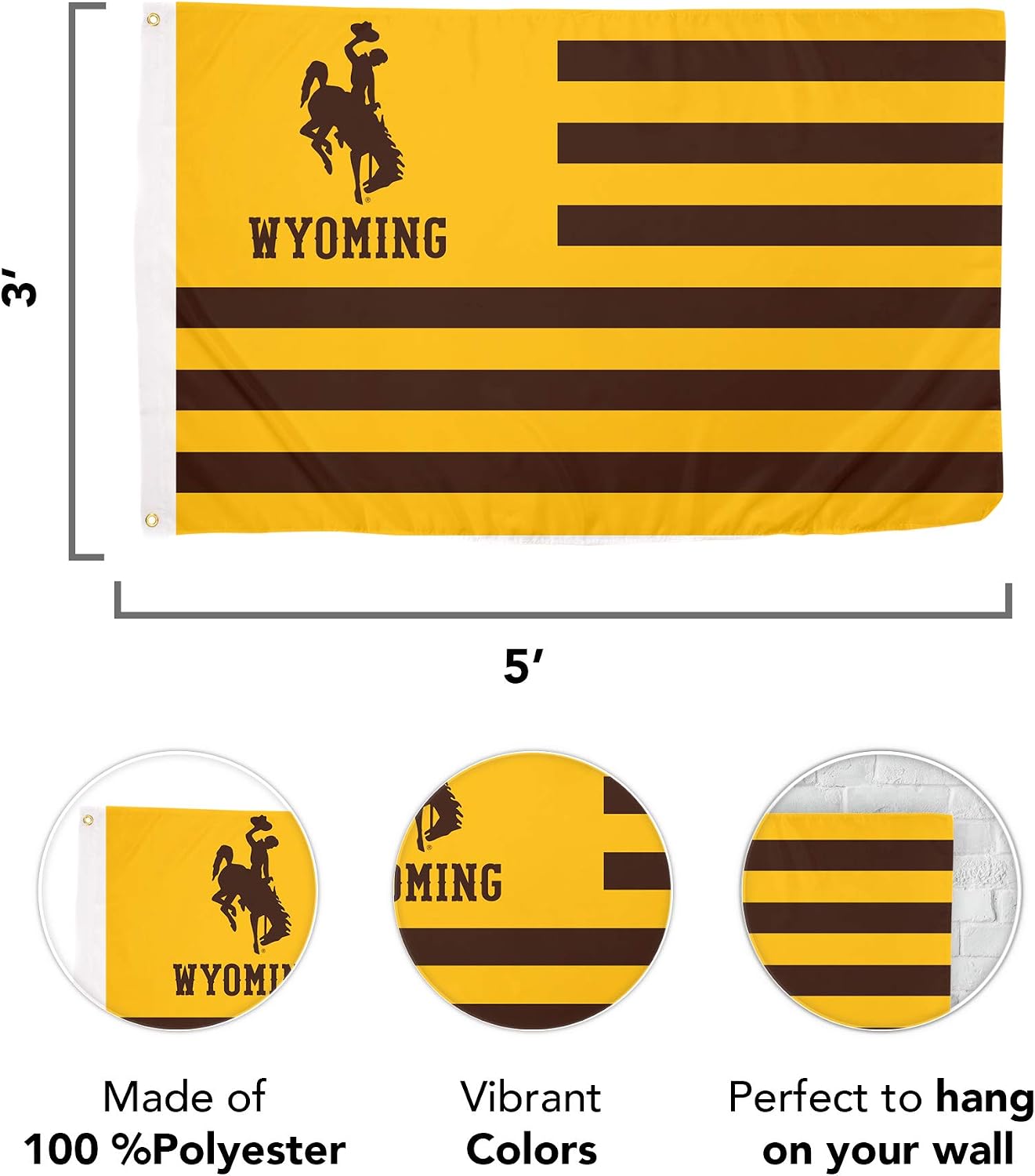 Bandera Universidad Wyoming Cowboys 3x5ft 100% poliéster