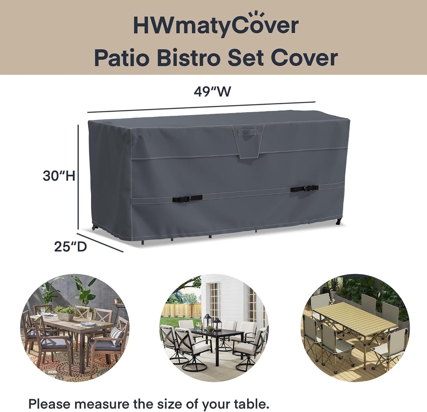 Set funda patio bistró 49pulg impermeable resistente clima