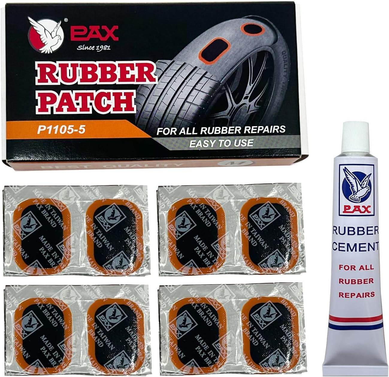 Kit reparación neumáticos 48 pzas 24x35mm con cemento 20cc