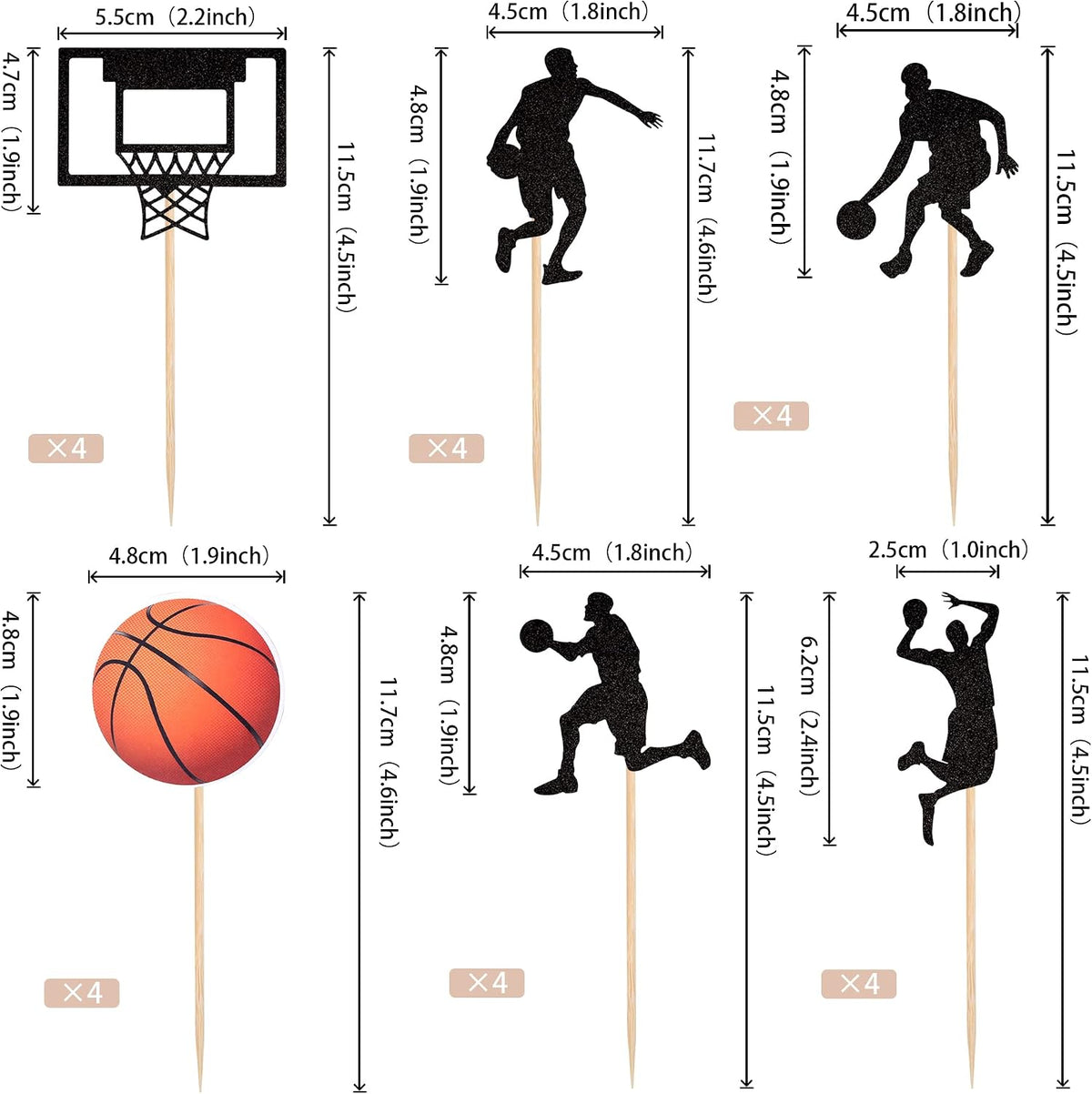 24 Pzas Decoración Cupcakes Baloncesto Temática Deportiva