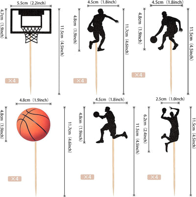 24 Pzas Decoración Cupcakes Baloncesto Temática Deportiva