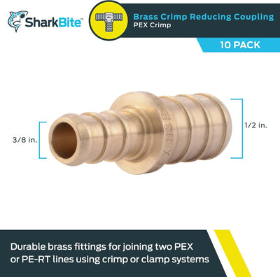 Acoplamiento reductor 3/8x1/2 pulg latón PEX paquete 10