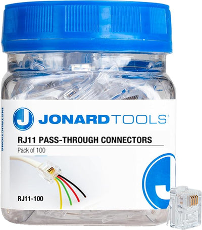 Conectores RJ11 CAT3 para cables telefónicos 100 pzas
