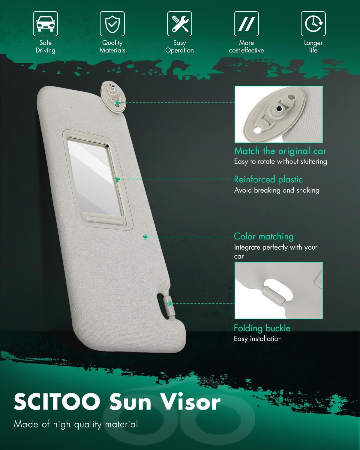 Visera solar conductor Scion tC gris sin techo corredizo