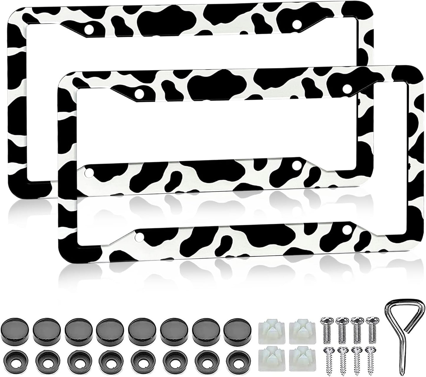 Marco matrícula con estampado vaca 2 pack para auto
