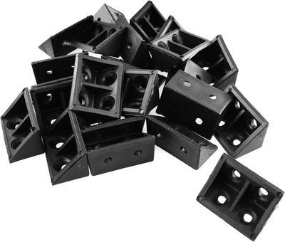 24 Pzas Soporte Esquina Plástico 0.787x1.260pulg Negro