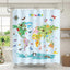 Juego cortinas ducha mapa animal niños 71x71pulg tela poliéster