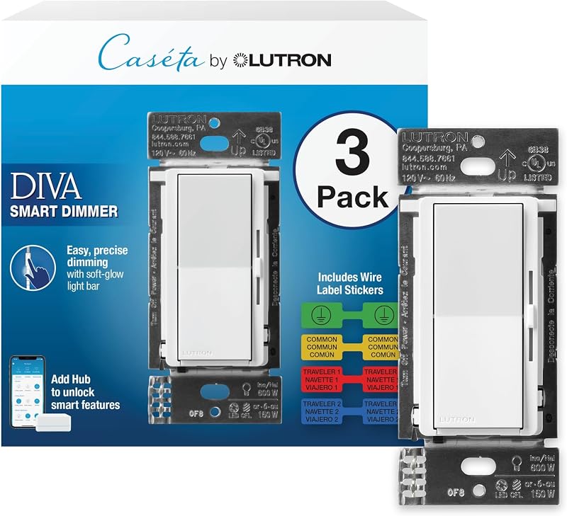 Interruptor luz inteligente Lutron Diva LED un solo polo