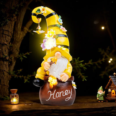 Estatuas solares gnomos primavera 13pulg LED jardín