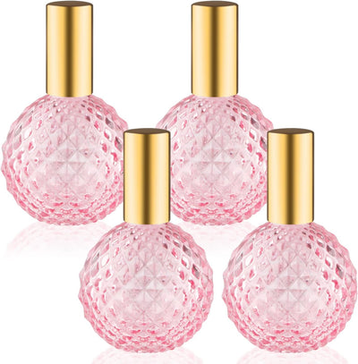 4 Botellas Spray Vidrio 3.4oz Rosa para Perfume y Maquillaje
