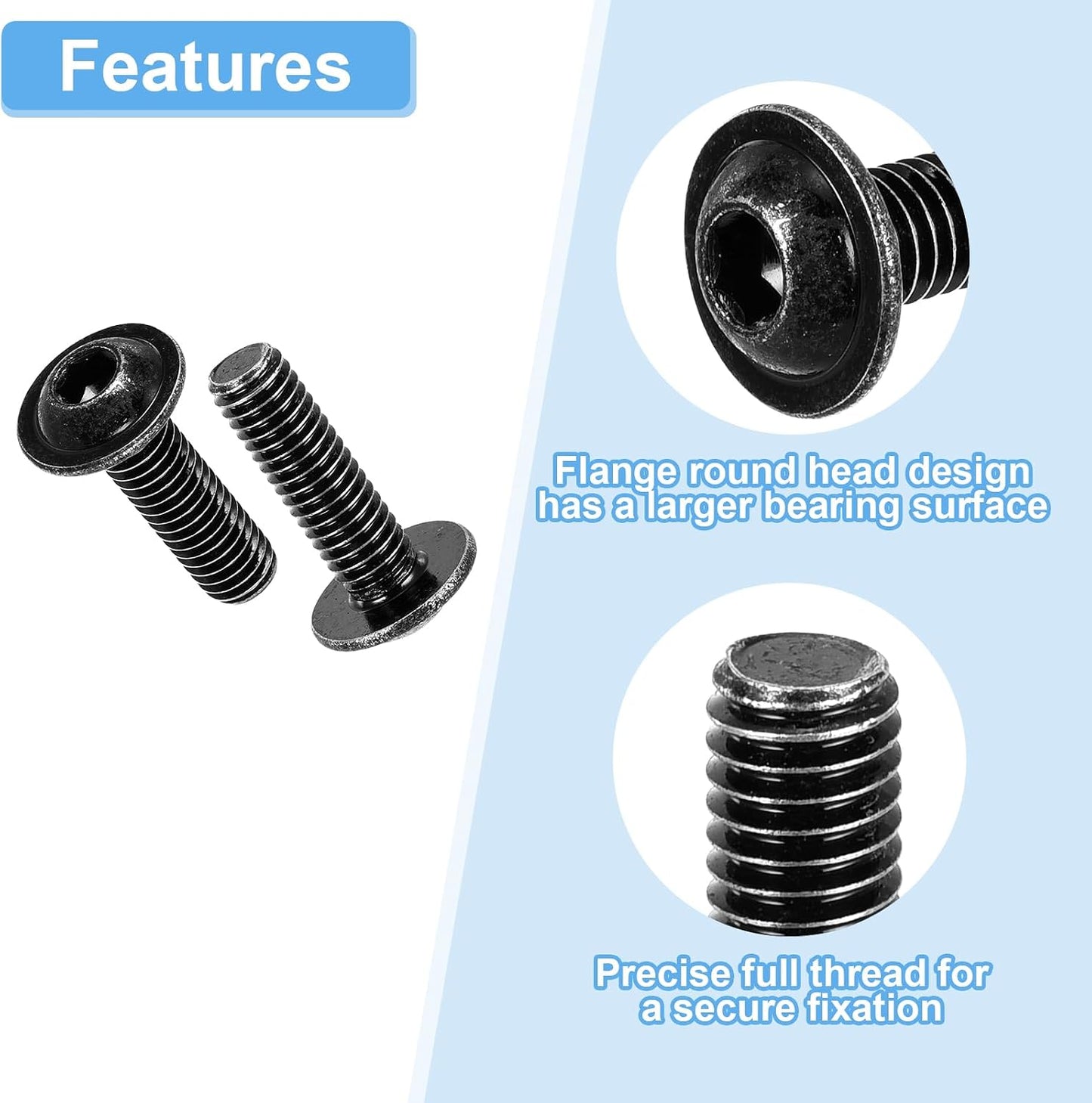 50 cabezas de botón M6 acero inox 304 color negro