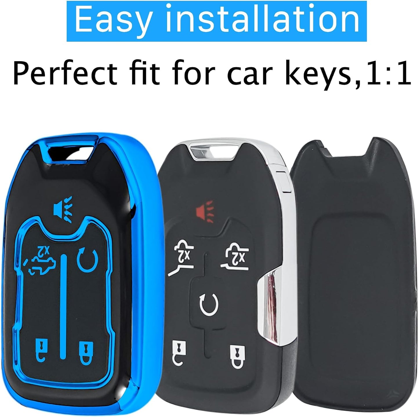 Estuche TPU llavero Chevrolet compat 5 botones azul