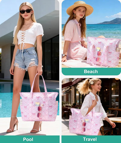 Bolsas playa mujer impermeable doble cremallera 3 bolsillos