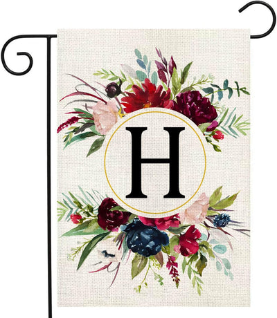 Banderas jardín doble cara 12x18pulg con monograma H