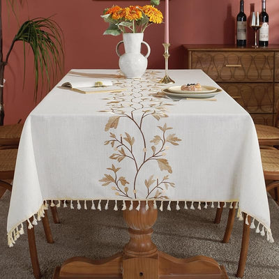 Mantel lino algodón impermeable estilo granja 55x86 beige