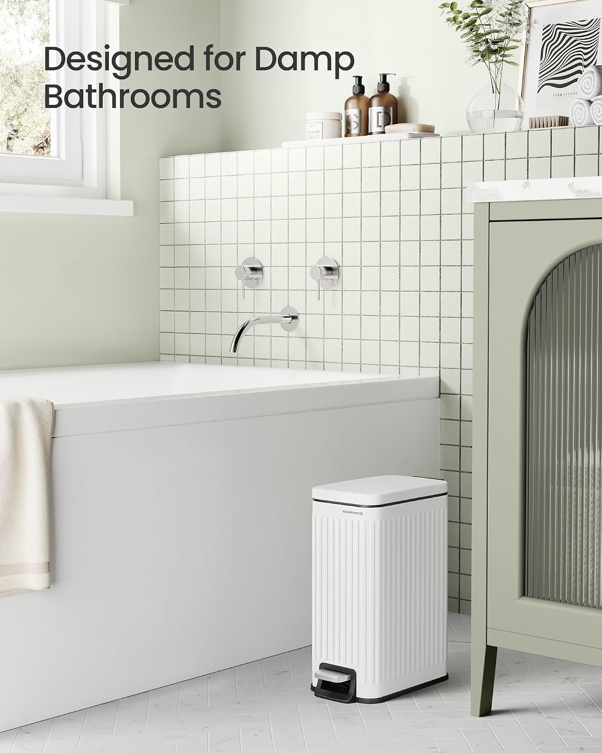Basurero baño 6L acero inox cierre suave blanco