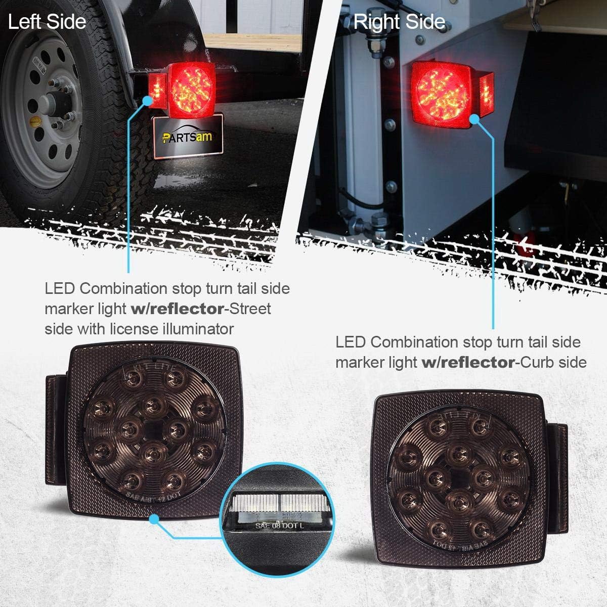 Luces LED sumergibles 12V para remolque señal giro rojo