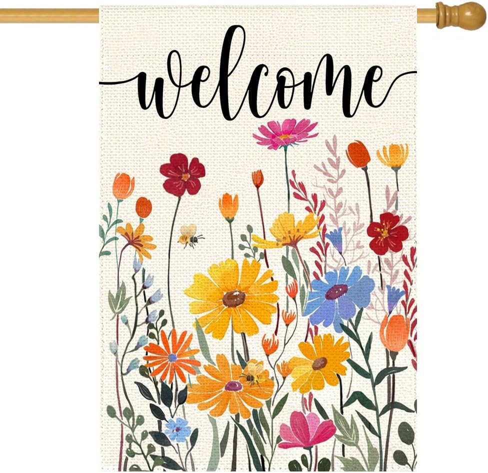 Bandera jardín 28x40" doble cara flores silvestres