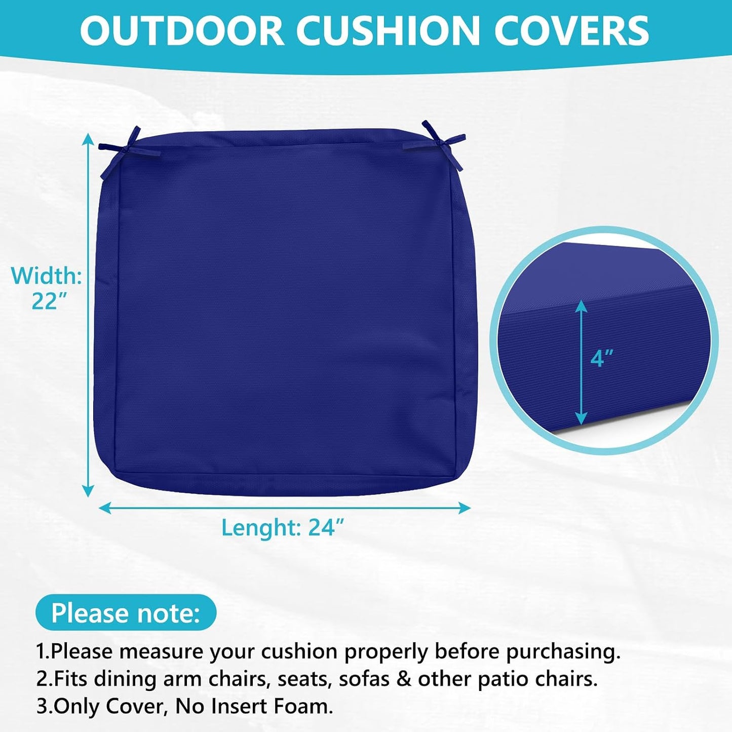 Fundas cojines patio 24x22pulg impermeables repuesto