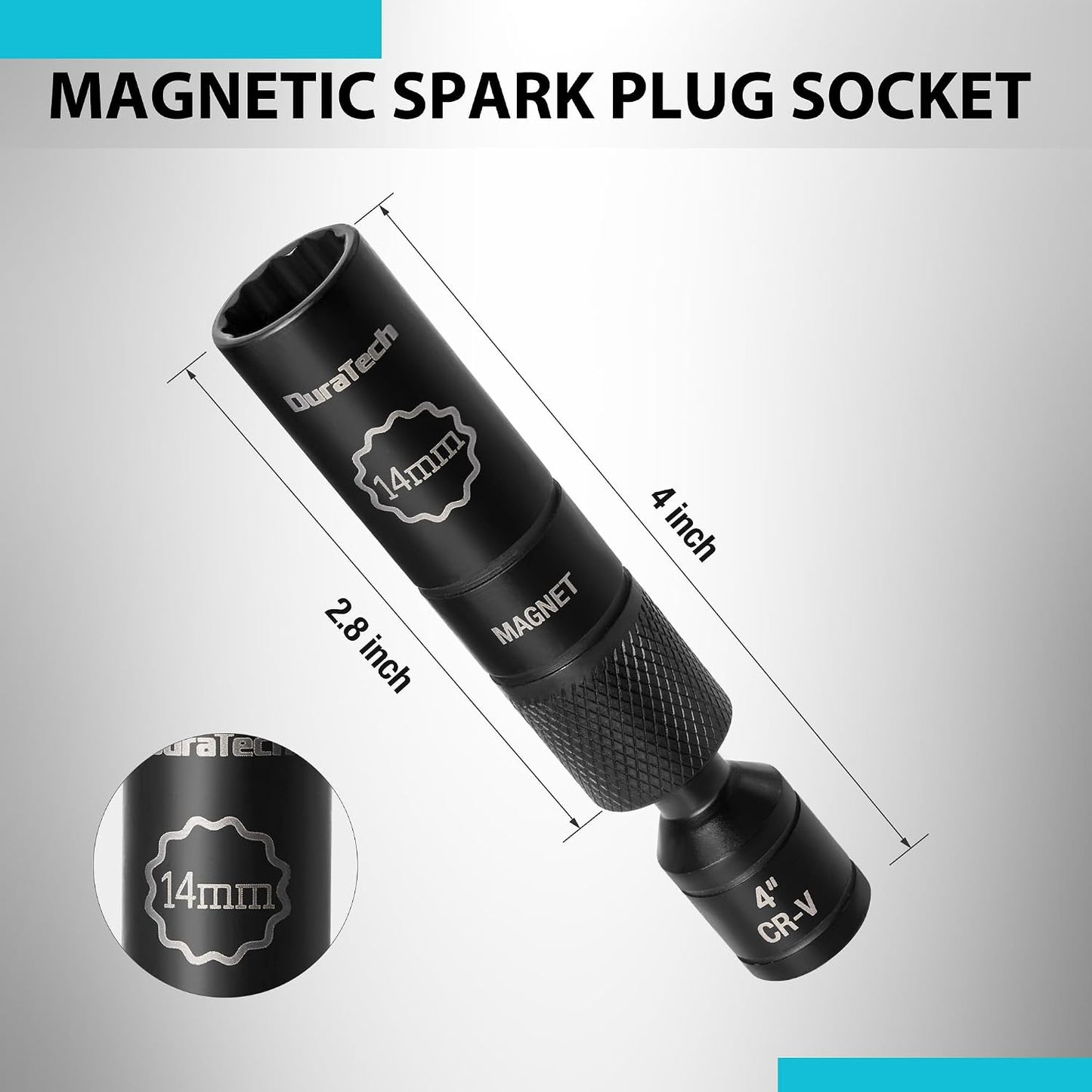 Enchufe magnético bujía 14mm 3/8" 12 puntos