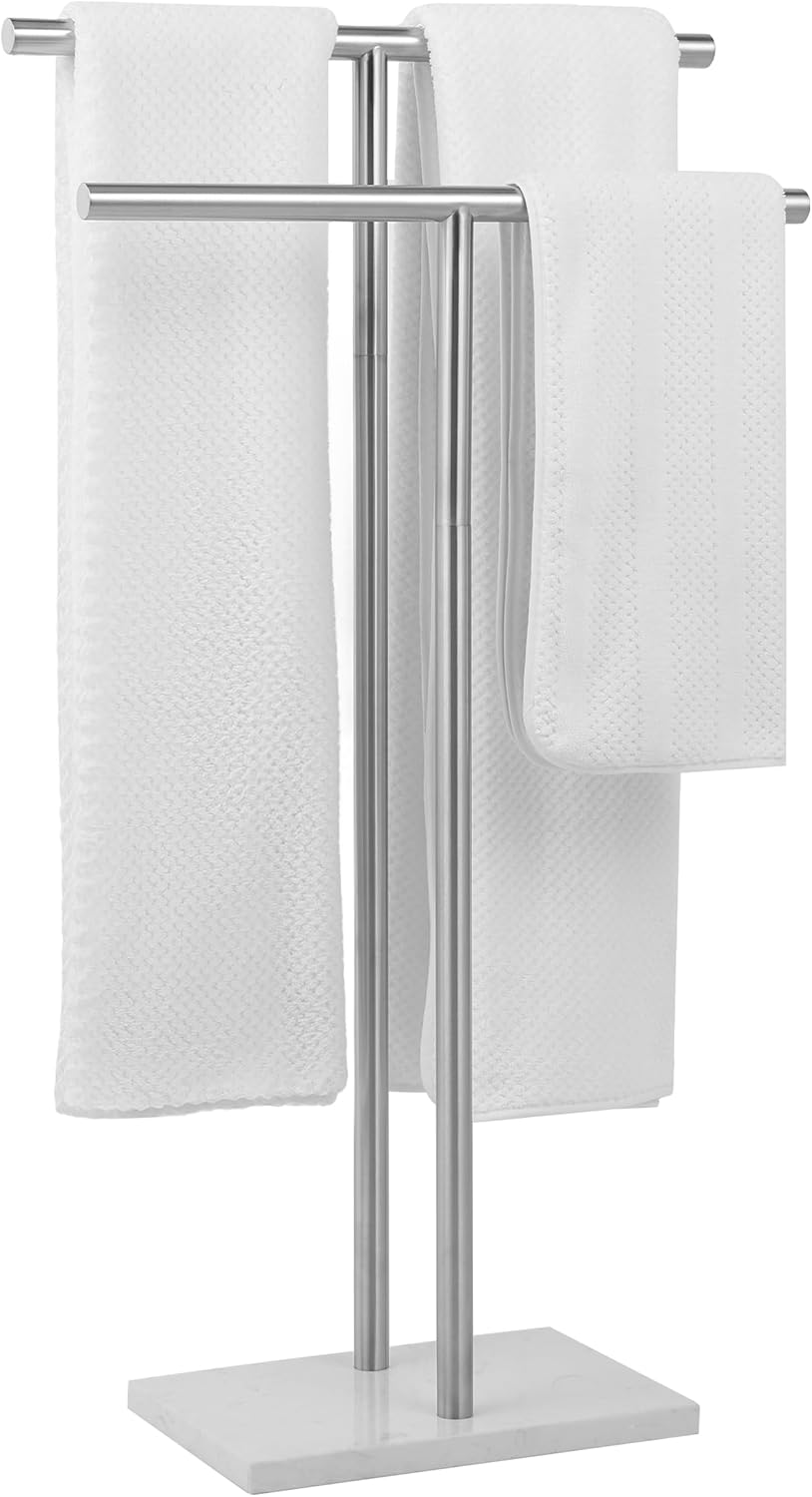 Toallero inox 2 niveles soporte T con base mármol
