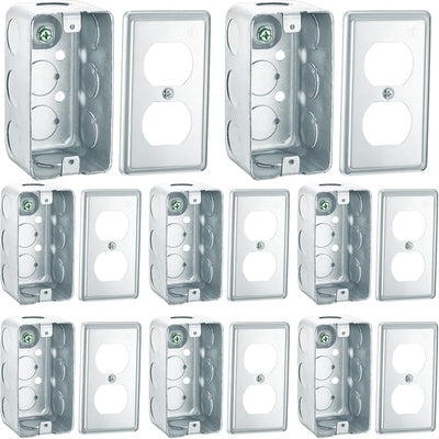 Set 8 cajas conex. eléctricas 4x2pulg cubierta acero galv