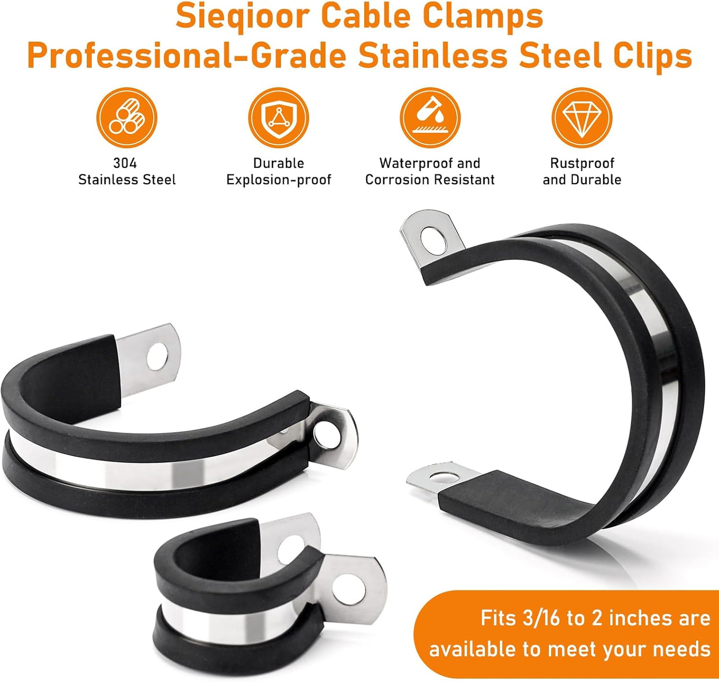 12 Acolchadas Abridoras Cable 2" Acero Inox 304