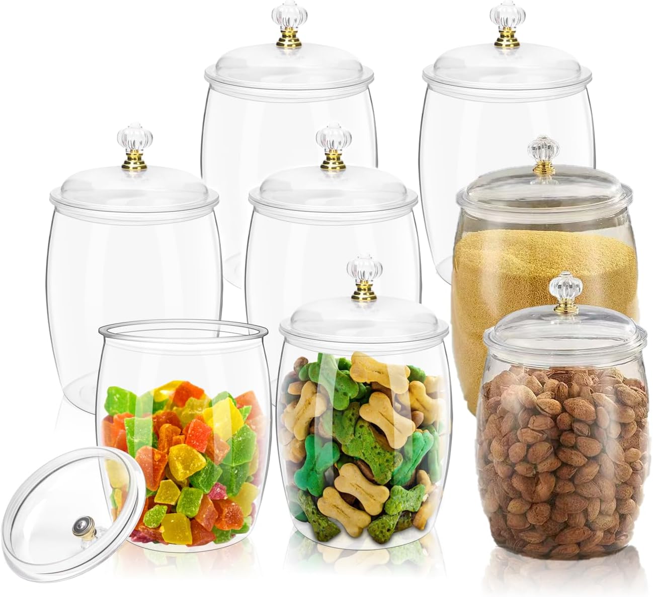 8 Tarros Plástico 64oz Tapas Herméticas Almacenamiento