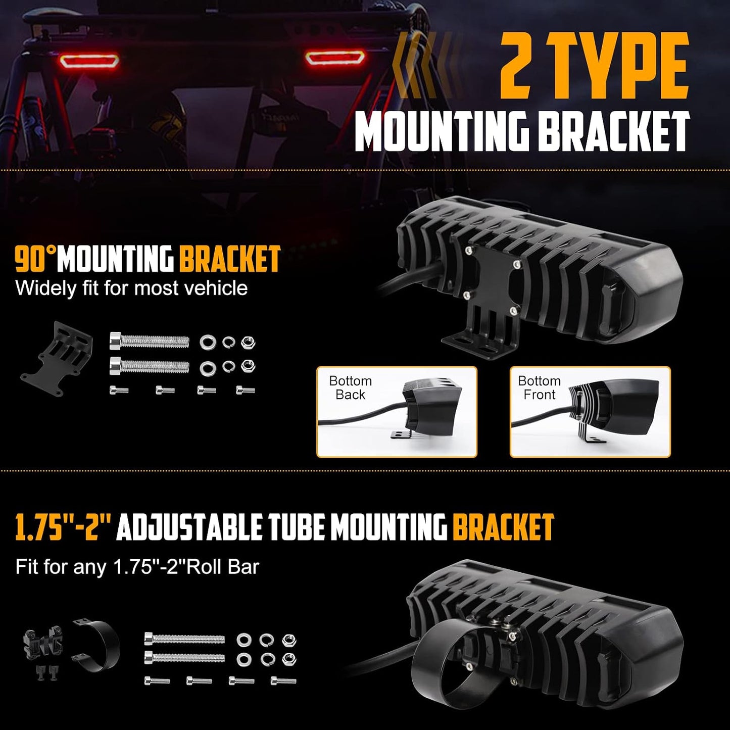 Barra luces LED UTV 5 modos freno estroboscópica