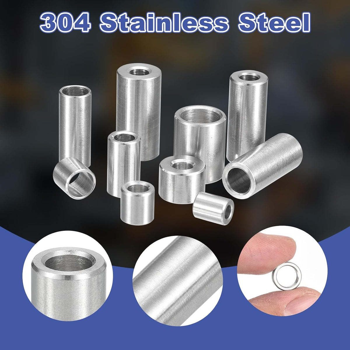 16 Espaciadores Acero Inox 1/4x1/8x11/32"